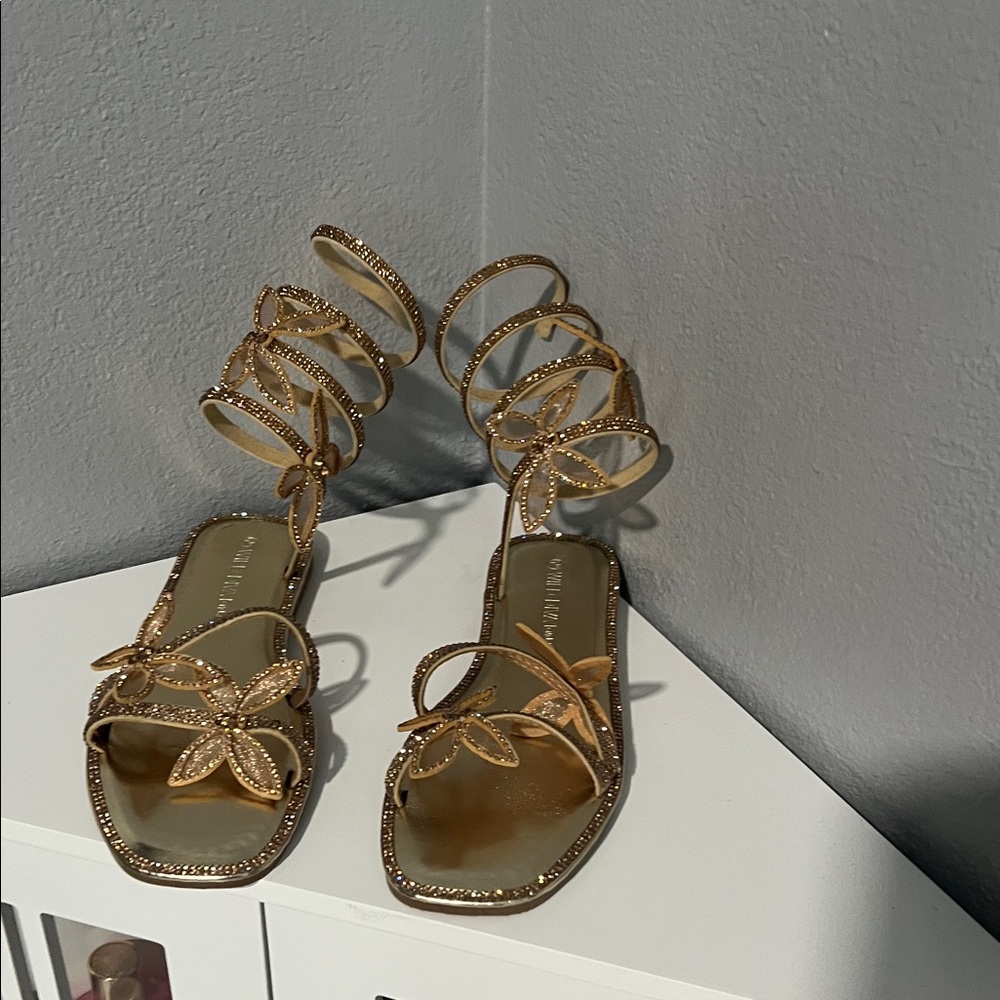 Gold Spiral Strap Sandals